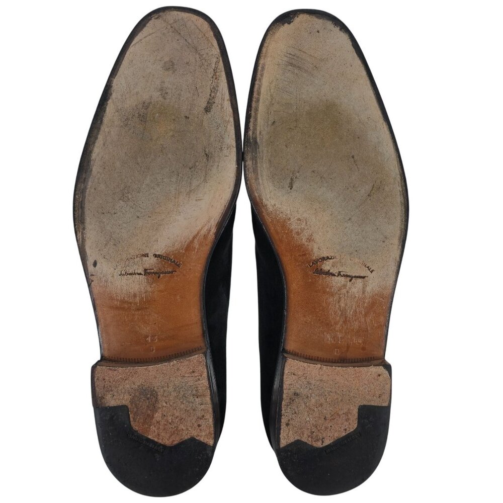 Salvatore Ferragamo Italy Men size 13D Black Suede Dress Shoes Plain-toe Oxfords - Picture 3 of 15